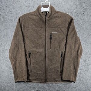 Solaris Sweater Men's Small Brown Fleece Mock Neck Zip Pockets Full Zip EUC Sz S